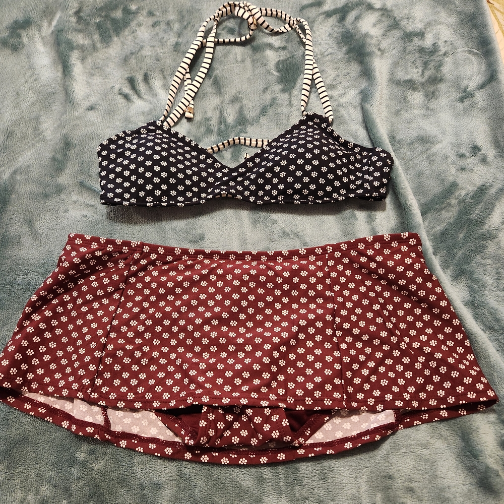 LOFT Beach Black and Brown Bikini Set with Adjustable Halter Top